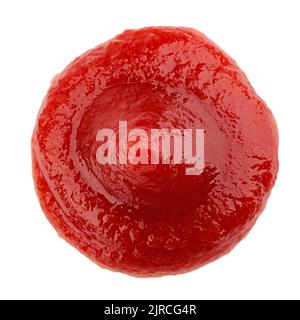 salsa di pomodoro, schizzi di ketchup, isolato su sfondo bianco, percorso di ritaglio, profondità di campo completa Foto Stock