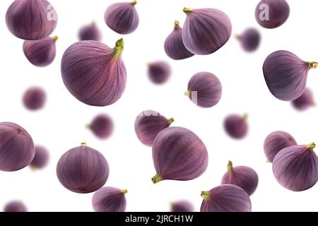 Fig. Cadente isolato su sfondo bianco, messa a fuoco selettiva Foto Stock