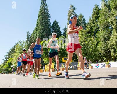 Diego Garcia Carrera, spagnolo, si è sfidato nella camminata maschile del 20k al World Athletics Championships, Hayward Field, Eugene, Oregon USA, il 15th luglio Foto Stock