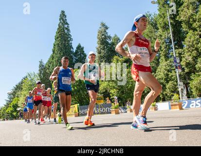 Diego Garcia Carrera, spagnolo, si è sfidato nella camminata maschile del 20k al World Athletics Championships, Hayward Field, Eugene, Oregon USA, il 15th luglio Foto Stock