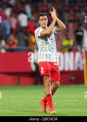 Girona, Spagna. 23rd ago, 2022. Bernardo Espinosa del Girona FC durante la partita la Liga tra Girona FC e Getafe CF allo stadio Municipal de Montilivi di Girona, Spagna. Credit: DAX Images/Alamy Live News Foto Stock