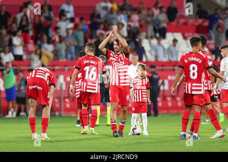 Girona, Spagna. 23rd ago, 2022. Cristhian Stuani del Girona FC durante la partita la Liga tra Girona FC e Getafe CF allo stadio Municipal de Montilivi di Girona, Spagna. Credit: DAX Images/Alamy Live News Foto Stock