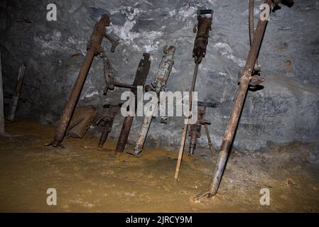 Nyberget dal 17th ° secolo e Olavsgruva (1930 - 1977) mostrano il duro lavoro di estrazione del rame vicino a Røros, nel sud della Norvegia centrale Foto Stock