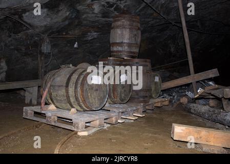 Nyberget dal 17th ° secolo e Olavsgruva (1930 - 1977) mostrano il duro lavoro di estrazione del rame vicino a Røros, nel sud della Norvegia centrale Foto Stock