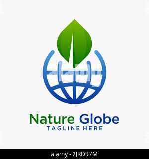 Design del logo Nature Globe Illustrazione Vettoriale