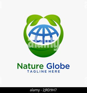 Design del logo Nature Globe Illustrazione Vettoriale