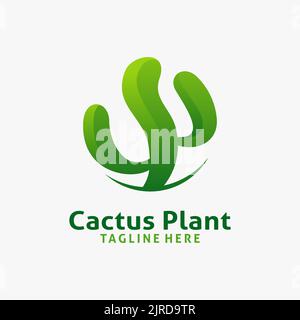 Design del logo della pianta Cactus Illustrazione Vettoriale