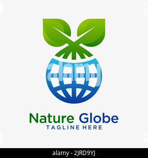 Design del logo Nature Globe Illustrazione Vettoriale