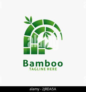 Design con logo di bambù verde Illustrazione Vettoriale