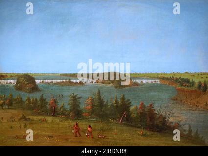 The Falls of Saint Anthony (1871) di George Catlin (1796 – 1872) Pittori americani ritratti di nativi americani nel Vecchio West Foto Stock