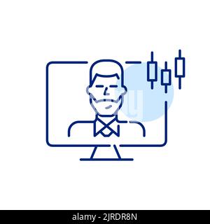 Broker online. Icona grafica della linea di tratto modificabile pixel Perfect Illustrazione Vettoriale