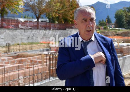 24 agosto 2022 6th anniversario del terremoto che ha colpito l'Italia Centrale il 24 agosto 2016, in particolare i comuni di Amatrice, Accumoli e Arquata del Tronto nella foto: Il commissario straordinario per la ricostruzione post-sismica dell'Italia centrale Giovanni Legnini 24 agosto 2022 6th anniversario del terremoto che ha colpito l'Italia centrale il 24 agosto 2016, in particolare i comuni di Amatrice, Accumoli e Arquata del Tronto hanno illustrato: Il commissario straordinario per la ricostruzione post-sismica nell'Italia centrale Giovanni Legnini Foto Stock