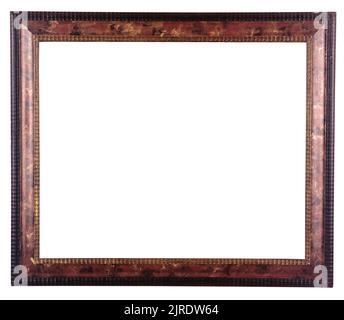 Antica cornice in legno isolato su bianco con percorso di taglio Foto Stock