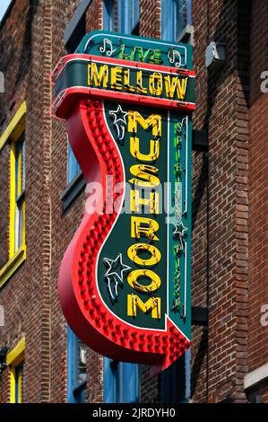 Neonreklame auf dem Broadway; Nashville, Tennessee, Vereinigte Staaten von Amerika Foto Stock