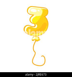 Fumetto numero 3 font numeri bambini. Figura tre Illustrazione Vettoriale