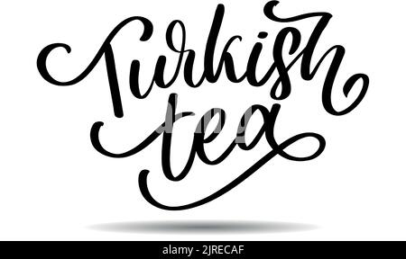 Cerimonia delle tradizioni turche del tè. Ora del tè. Elementi decorativi per il tuo design. Illustrazione vettoriale con tazza orientale Illustrazione Vettoriale