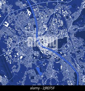 Cartellone cartografico blu dettagliato dell'area amministrativa della città di Salisburgo. Panorama dello skyline. Mappa turistica grafica decorativa del territorio di Salisburgo. Royalty Illustrazione Vettoriale