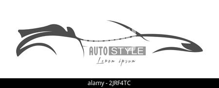 Stile automatico. Concept car sportiva astratta, modello per logo, emblema, adesivo e design digitale. Stile piatto Illustrazione Vettoriale