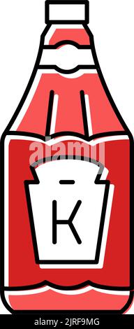 ketchup bottiglia salsa cibo colore icona vettore illustrazione Illustrazione Vettoriale