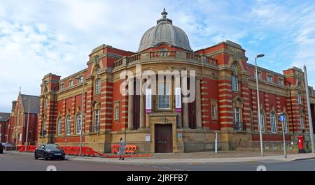 Blackpool Central Public Library Building, da Andrew Carnegie 1911, a Queen St, Blackpool, Lancs, Inghilterra, REGNO UNITO, FY1 1PX Foto Stock