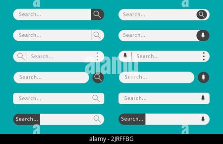 Barra di ricerca per la progettazione dell'interfaccia utente. Serie di modelli ui delle caselle di ricerca. Tratto modificabile. Illustrazione vettoriale. Illustrazione Vettoriale