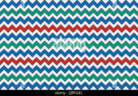 Motivo a zigzag ondulato in antico stile egiziano. Mattonelle senza cuciture con motivo, basate sugli antichi colori egiziani rosso, turchese, blu e bianco. Foto Stock