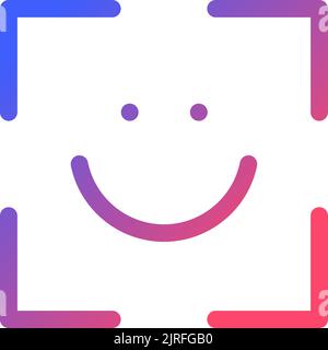 Icona dell'interfaccia utente lineare a gradiente perfetto pixel Face Identification Illustrazione Vettoriale