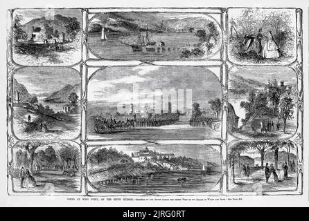 Vista a West Point, sul fiume Hudson, New York, 15th ottobre 1860. Visita di Edward Albert, Principe di Galles, in America. Illustrazione del 19th° secolo dal quotidiano illustrato di Frank Leslie Foto Stock