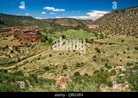 Formazioni di arenaria, zona Orchard, creato nel 1881 da Melvin Mills, nel Canadian River Canyon, aka Mills Canyon, Kiowa National Grassland, New Mexico Foto Stock