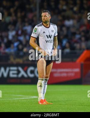 Shane Duffy di Fulham durante la seconda partita della Coppa EFL Carabao tra Crawley Town e Fulham al Broadfield Stadium , Crawley , Regno Unito - 23rd agosto 2022 solo per uso editoriale. Nessun merchandising. Per le immagini di calcio si applicano le restrizioni di fa e Premier League inc. Nessun utilizzo di Internet/cellulare senza licenza FAPL - per i dettagli contattare Football Dataco Foto Stock