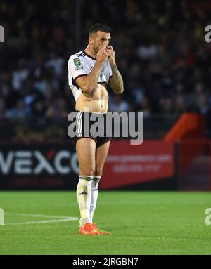 Shane Duffy di Fulham durante la seconda partita della Coppa EFL Carabao tra Crawley Town e Fulham al Broadfield Stadium , Crawley , Regno Unito - 23rd agosto 2022 solo per uso editoriale. Nessun merchandising. Per le immagini di calcio si applicano le restrizioni di fa e Premier League inc. Nessun utilizzo di Internet/cellulare senza licenza FAPL - per i dettagli contattare Football Dataco Foto Stock