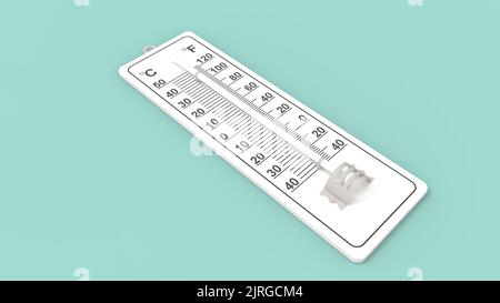 3D rappresentazione di un termometro meteorologico a base liquida strumento di misura utilizzato per misurare e indicare le temperature. modello di computer con rendering 3d Foto Stock