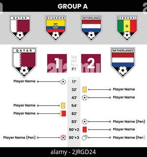 Eventi e dettagli delle partite di calcio con i distintivi della squadra Angled Shield Illustrazione Vettoriale