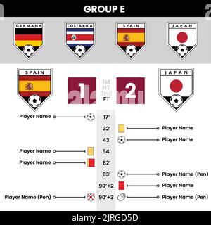 Eventi e dettagli delle partite di calcio con i distintivi della squadra Angled Shield Illustrazione Vettoriale