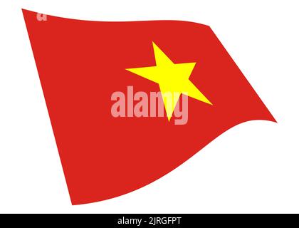 Vietnam waving flag grafico isolato su bianco con tracciato di ritaglio 3D illustrazione Foto Stock