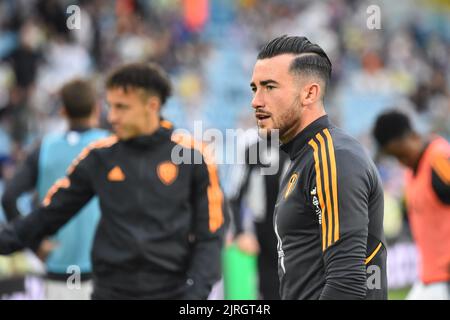 Jack Harrison di Leeds United riscaldamento prima della partita della Carabao Cup tra Leeds United e Barnsley a Elland Road, Leeds, mercoledì 24th agosto 2022. (Credit: Pat Scaasi | MI News) Credit: MI News & Sport /Alamy Live News Foto Stock