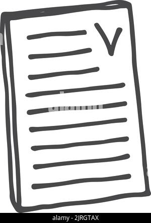 Documento cartaceo con segno di spunta. Icona linea DOODOLE Illustrazione Vettoriale