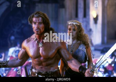 ARNOLD SCHWARZENEGGER, Olivia D'ABO, Conan il distruttore, 1984 Foto Stock