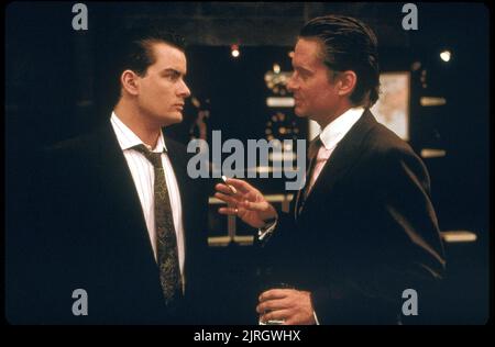 CHARLIE SHEEN, Michael Douglas, WALL STREET, 1987 Foto Stock