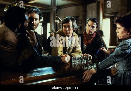 DANNY GLOVER, KEVIN KLINE, SCOTT GLENN, KEVIN COSTNER, LINDA HUNT, SILVERADO, 1985 Foto Stock