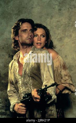 MICHAEL DOUGLAS e Kathleen Turner, Romancing la pietra, 1984 Foto Stock