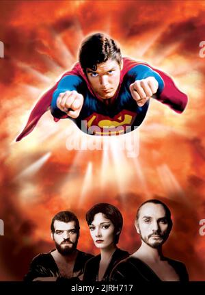 CHRISTOPHER REEVE, JACK O'HALLORAN, SARAH DOUGLAS, Terence Stamp, Superman II, 1980 Foto Stock