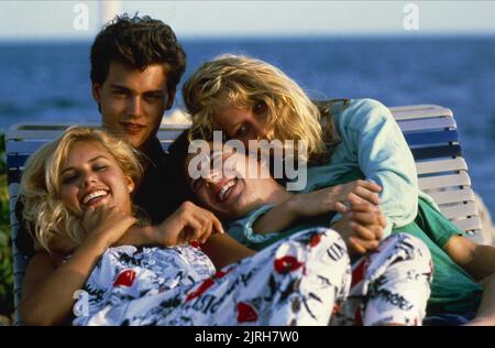 KARYN O'BRYAN, Johnny Depp, Rob Morrow, Emily LONGSTRETH, resort privato, 1985 Foto Stock