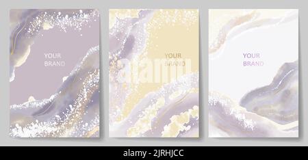 Coperchio acquerello. Design del telaio con onde astratte Illustrazione Vettoriale