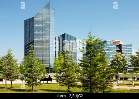 Synergy Tower e Sofia Tech un nuovo edificio per uffici a Sofia Tech Park, Sofia, Bulgaria, Europa orientale, Balcani, UE Foto Stock