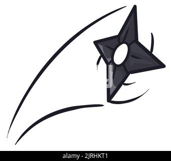 Design in stile cartone animato di shuriken volanti ad alta velocità. Illustrazione Vettoriale