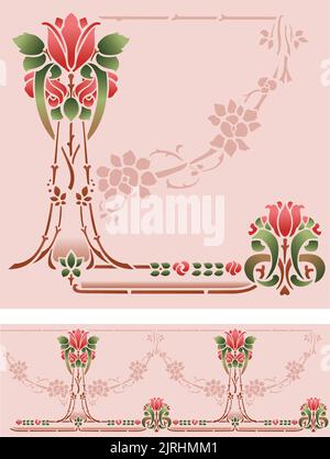 Un motivo decorativo a forma di rosa vintage vettoriale. Illustrazione Vettoriale