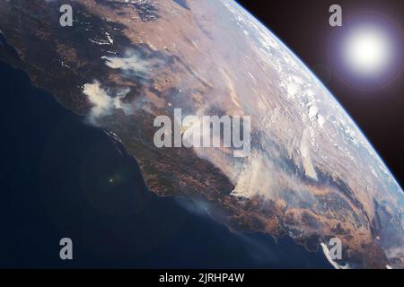 Fuochi lusinghieri dallo spazio. Elementi di questa immagine forniti dalla NASA. Foto di alta qualità Foto Stock