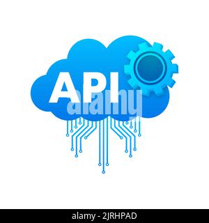 API cloud - interfaccia di programmazione delle applicazioni. Rete Internet. Illustrazione del vettore. Illustrazione Vettoriale