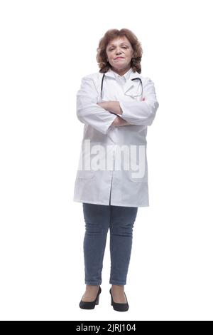 in piena crescita. medico femminile qualificato con uno stetoscopio Foto Stock